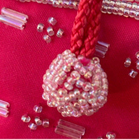 Vintage Y2K Deadstock NWT Genie Cerise Pink Beaded Mini Purse / Crossbody Bag - Picture 11 of 16